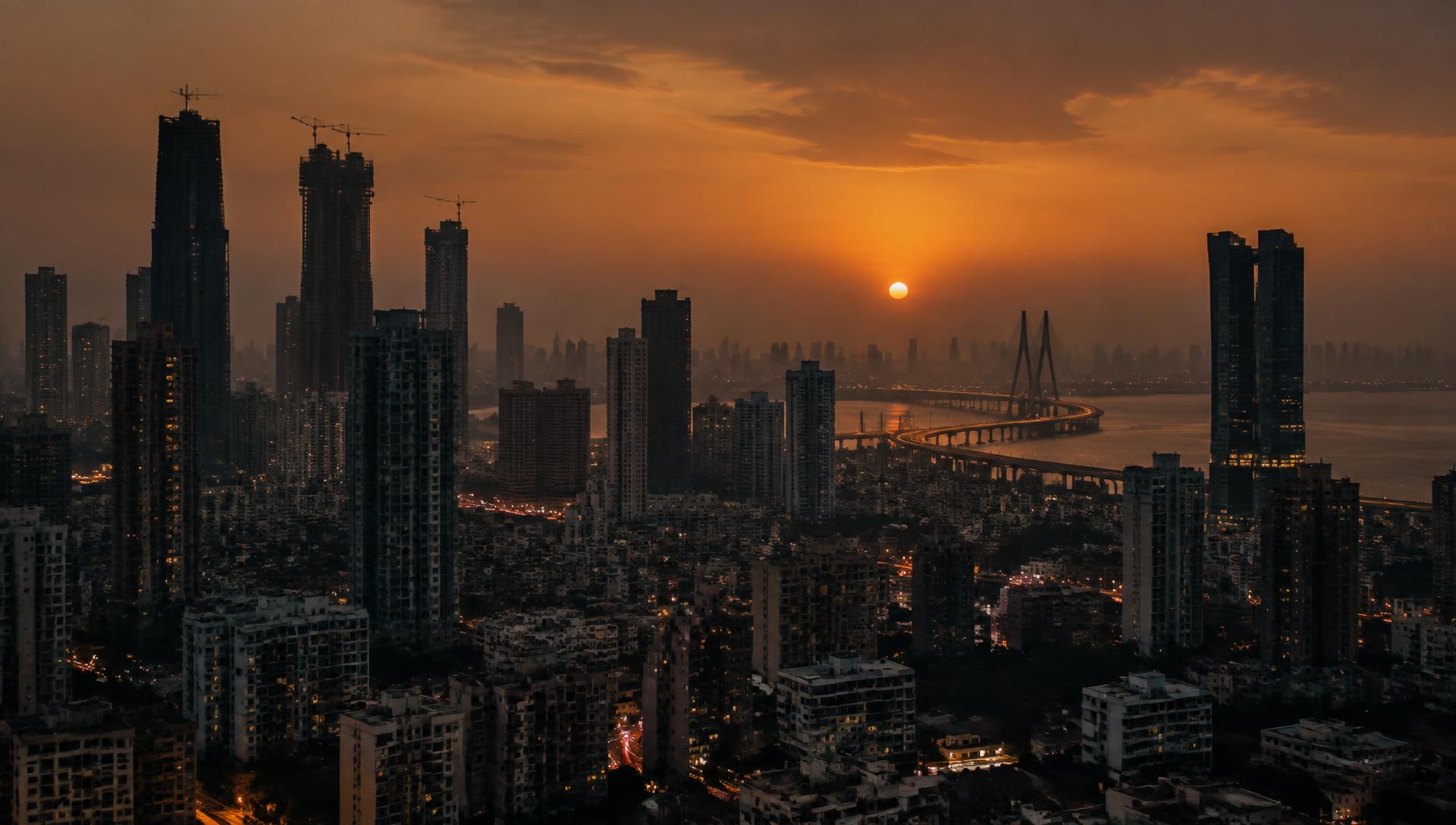 Indian metropolitan skyline at dusk